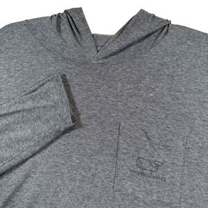 Vineyard Vines Men's Gray Edgartown T Shirt Hoodie Pocket Long Sleeve 2XL